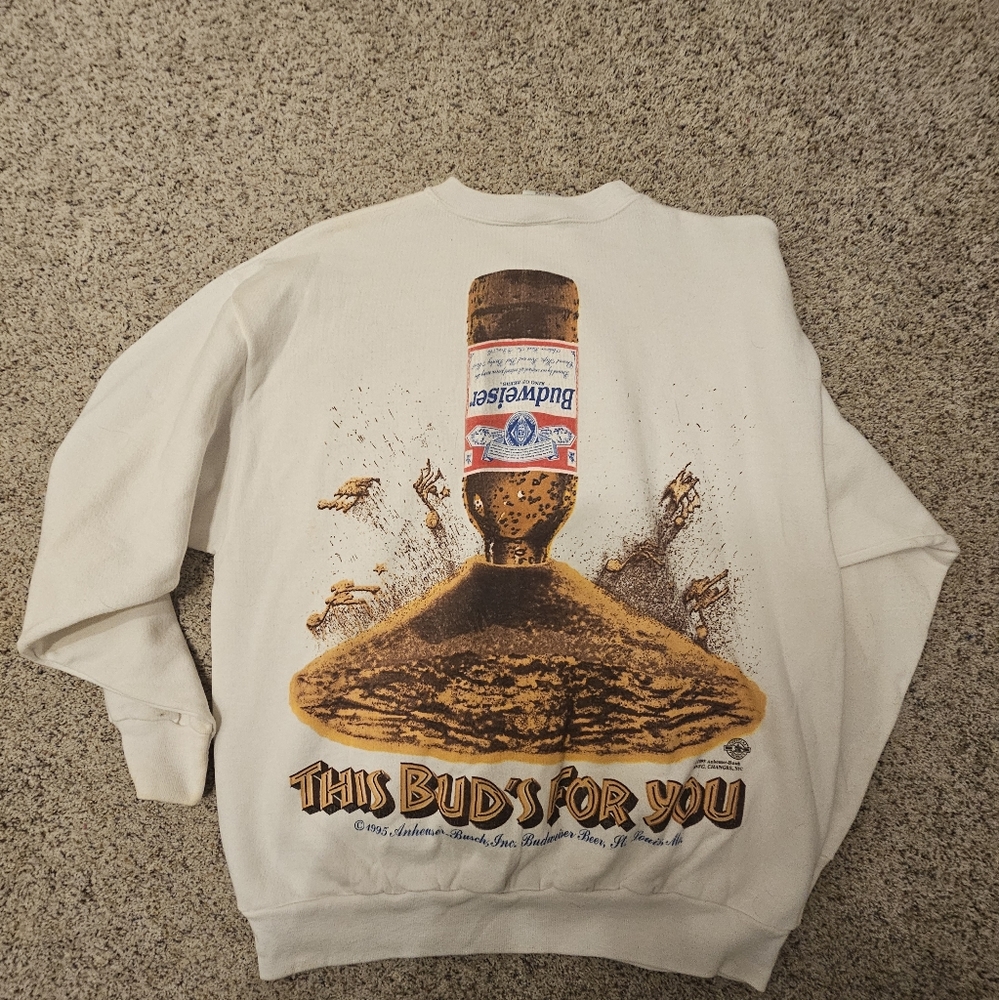 Vintage Budweiser Ants XL Sweatshirt This Buds For You 1995 Anheuser Busch